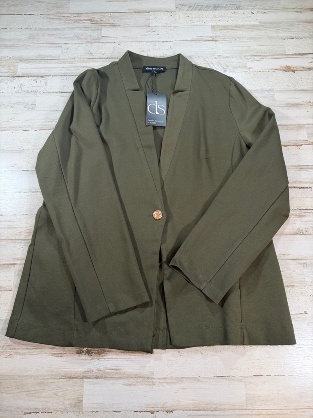 Dear Scarlett Nautical Olive Green Single-Button Women's Blazer